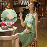 歌佰芬（GEBAIFEN）吊带睡裙女夏季纯棉无袖带胸垫可拆卸卡通圆领休闲家居服背心睡裙 YX5671背心款 M(80-100斤)