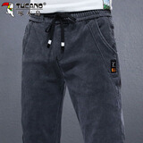 啄木鸟（TUCANO）牛仔裤男秋冬季修身小脚休闲裤子男士潮弹力百搭男裤 黑灰色 32