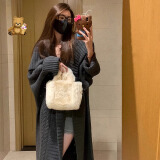 巧丂法式慵懒风灰色中长款毛衣外套女秋冬季2024新款宽松外穿针织开衫 慵懒风毛衣中长款灰色 厚款 均 码