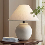 吉室（JUICE）陶瓷台灯侘寂风卧室床头灯复古温馨客厅新中式陶罐民宿酒店中古灯 2240小号按钮开关+单色暖光LED
