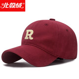 北极绒（Bejirog）帽子男女鸭舌帽潮流时尚百搭户外棒球帽运动钓鱼遮阳太阳帽骐骥红 R字母酒红色