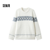 森马毛衫男冬季费尔岛提花民族风针织衫复古情侣毛衣109724107206