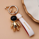 猛速太空人钥匙扣挂件链环汽车高档简约女创意个性圈情侣男士礼物礼品 太空人钥匙扣【编织款】-简约白