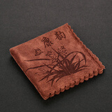 康韵  刺绣小茶巾棉麻加厚吸水茶布茶几茶桌抹布功夫茶毛巾茶台茶具配件 10正方形茶巾--康韵