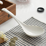 瓷秀源纯白骨瓷勺子陶瓷汤勺 勺子餐具创意搅拌勺 大蛇头汤勺1个 长23.5cm 宽8.5cm