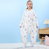 零零猪分腿纱布睡袋儿童宝宝防踢被子神器3-6岁 6-12岁大童春秋夏季夏天 森林伙伴 纱布前6后4适合20-26℃ 135cm适合10-14岁 身高140-155cm