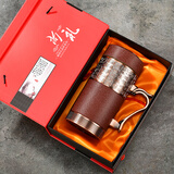 菡棠宜兴紫砂内胆保温杯养生男女士百福高档泡茶杯送父母老人礼品定制 锌合金红色磨砂百福手柄杯