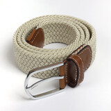 畅印 男女腰带针扣加厚编织帆布腰带皮带休闲裤带松紧裤带百搭腰带 米色 105cm -110cm