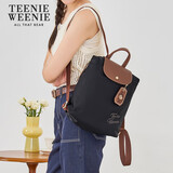Teenie Weenie女包双肩包尼龙书包TW小熊大容量初高中学生通勤背包 曜石黑 