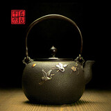 名古千代 【优选好壶】铁壶日本无涂层手工砂铁壶家用泡茶烧水铁茶壶 琴鹤梅花铁壶