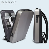 班歌（Bange）硬壳双肩包出差商务大容量15.6英寸电脑包带锁防盗防水背包男 钛金