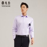 雅戈尔（YOUNGOR）长袖衬衫男DP免烫衬衫纯棉面料抗皱易打理新品 GLDP10171LJA粉紫色 39