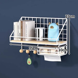 王星和月墙上置物架免打孔寝室床头宿舍收纳神器墙壁挂卧室书桌隔板收纳架 白色-大号【升级加固-带纸巾架】