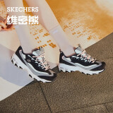 斯凯奇（Skechers）奶茶熊老爹鞋运动休闲女士熊猫鞋跑步厚底增高 黑糖牛乳-13143 36 偏大建议选小半码