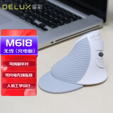 多彩（DeLUX）M618G人体工学垂直鼠标 立式鼠标 无线鼠标办公鼠标电脑笔记本 便携可拆卸掌托 可充电 白灰