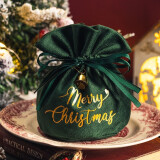蒂诗卡圣诞节平安夜苹果袋绒布包装盒子礼物小糖果袋丝带铃铛圣诞袋丝绒 绿色铃铛丝带