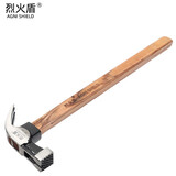 烈火盾高碳钢羊角锤头磁铁木工锤方头双叉锤木工铁锤榔头方头钢锤工具锤柄木柄工地钉锤 原木柄方头10弯角（总重约500g）