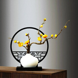 帕美居新中式鹿摆件花瓶装饰品隔断客厅电视柜酒柜玄关书房乔迁创意礼品 半云框+黄梅花