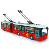 仿真公交车汽车模型合金巴士儿童玩具车大巴车模型男孩礼物 双节电车806路红色 涂鸦款