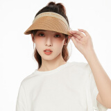 鸿星尔克夏季草编鸭舌空顶帽子女骑车沙滩户外遮阳发箍太阳帽卡其卡其带