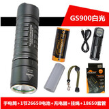 霸光之星霸光GS900强光手电筒T6家用可充电Led迷你高亮户外骑行防水26650 GS900白光大锂电一电一充套装