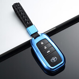 迪加伦 丰田钥匙包 新卡罗拉 汉兰达 雷凌双擎 普拉多 皇冠 钥匙套 汽车钥匙扣 改装 男女汽车用品 宝石蓝+时尚编织绳 丰田专用钥匙壳 16年款凯美瑞 埃尔法 兰德酷路泽