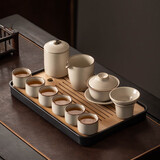 瓷牌茗茶具 汝瓷茶具泡茶器全套家用功夫茶具办公室送人茶道瓷器整套 御煌盖碗六杯10件套+茶叶罐茶盘
