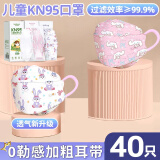 卡贝诗kn95儿童口罩6-12岁3-6夏季薄款4女童5小孩0-3婴儿1宝宝3d立体n95 KN95女宝组合【40只】精品盒装 独立包装【3-8岁/S码】毛毛虫0勒感耳带
