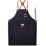 爱家森悦牛仔围裙定制印logo花艺师餐饮理发店画画男女画画美术烘焙工作服 本带子带钩皮带蓝色牛仔