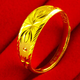 千影珠宝黄金戒指9999足金实心素圈男女款真金指环活口结婚首饰送妈妈 约3.55-3.7g(含工费28)