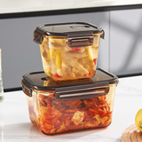 凡高泡菜坛高硼硅耐高温玻璃保鲜盒加厚密封罐泡酒瓶玻璃储物罐腌菜缸 正方形1L+长方形2L