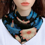 沐铭尔莱脖子带的丝巾围脖女薄款冬季护颈椎脖套韩版百搭保暖时尚假领子新款围巾三角巾 链条图+花开富贵