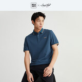 HLA海澜之家POLO衫轻商务撞色翻领字母刺绣珠地凉感短袖男夏季