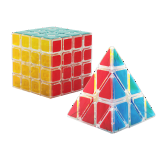 ZCUBE透明魔方3阶磨砂顺滑比赛初学者专用三阶异形魔方玩具 透明四阶+金字塔