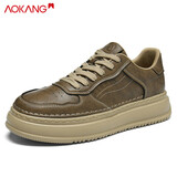 奥康男鞋休闲鞋透气运动鞋秋冬百搭增高板鞋 卡其 41