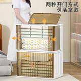 也雅（Yeya）可折叠收纳柜【升级带锁】免安装玩具收纳箱卷帘门阳台储物柜飘窗 【加大号】欧灰+隔板 2只装