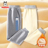 巴布豆儿童裤子男童棉裤加绒加厚秋冬中大童外穿宽松休闲裤童装长裤 灰 崇拜巴布 120