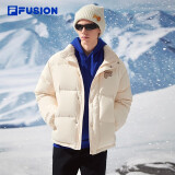 FILA FUSION斐乐潮牌情侣款羽绒服冬季时尚宽松立领男女装上衣 麦乳色-BG M 170/92A