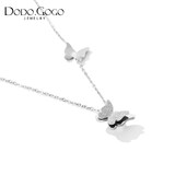 DODOGOGO日韩ins简约蝴蝶项链女个性时尚森系锁骨链玫瑰金网红冷淡风颈链 银色-时尚百搭