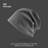 奈绽帽子男秋冬季学生毛线帽冷帽大头围包头帽针织帽冬天保暖堆堆帽潮 深灰色-四季款