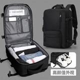 RosDial 电脑包双肩男士背包大容量笔记本书包学生行李商务出差旅行包女 黑色+洗漱包