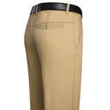 休闲裤男高腰宽松纯棉直筒商务爸爸装男裤中老年春秋长裤子加绒加厚款 卡其夏季款 29（2尺2腰围）