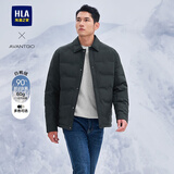海澜之家（HLA）羽绒服男款轻商务经典系列衬衫领外套男冬季 藏青24 2XL 185/100A 推荐180~195斤