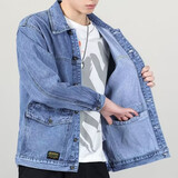 畅登牛仔外套男春秋宽松休闲潮牌上衣服男生牛仔上衣男士夹克褂子男装 蓝色【8913】 2XL