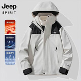 JEEP SPIRIT吉普冲锋夹克外套男女同款三合一两件套户外防风防泼水保暖登山服