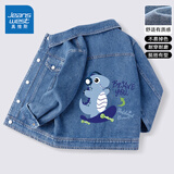 真维斯童装男童秋装外套2025新款中大童休闲牛仔夹克洋气春秋款儿童时髦上衣 【春秋款】牛仔蓝/滑板龙 150