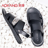 奥康凉鞋男男士凉鞋夏季韩版牛皮凉鞋男休闲鞋沙滩鞋男鞋软底潮 黑色185739068 43