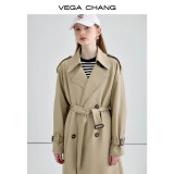 VEGA CHANG风衣外套女2025年春秋新款中长款高级感纯色大衣 摩卡棕 S