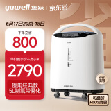 鱼跃(yuwell)5L升医用制氧机家用高氧浓度大流量 制氧带雾化吸氧机 家用老人孕妇氧气机8F-5AW 