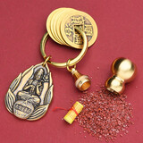 李居明朱砂挂件生肖本命佛钥匙扣护身符铜葫芦五帝钱属龙人个性创意 属马大势至菩萨